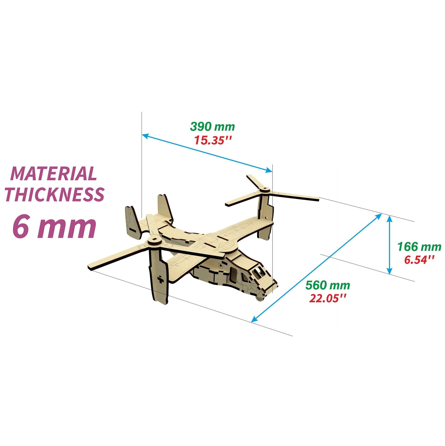 Avión de rotor basculante - Archivo de corte láser SVG y DXF