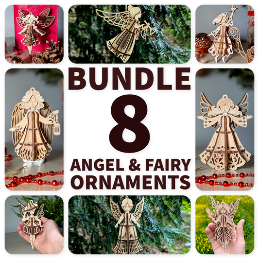 8 Angel & Fairy Ornaments - Laser Cut Bundle