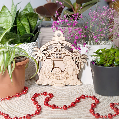 Nativity laser cut ornament file for Christmas tree decor