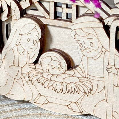 Nativity Scene laser file for Christmas decor and crafting