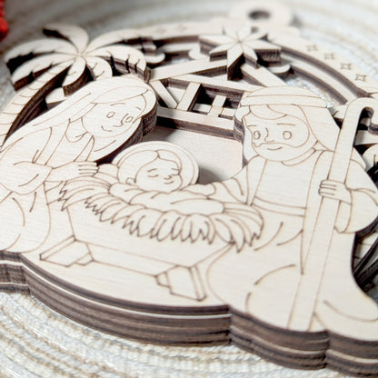 Digital laser cut plan of Nativity Scene for holiday decoration