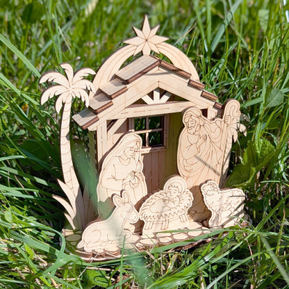 Nativity Barn with Baby Jesus, Mary and Joseph