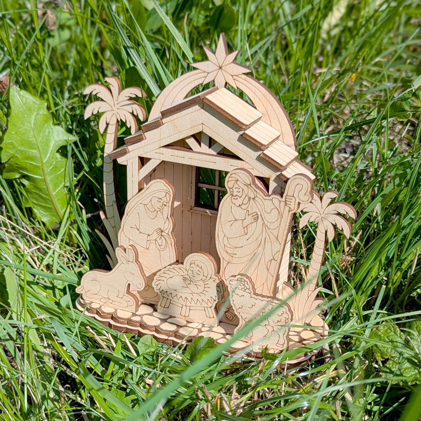Nativity Barn with Baby Jesus, Mary and Joseph
