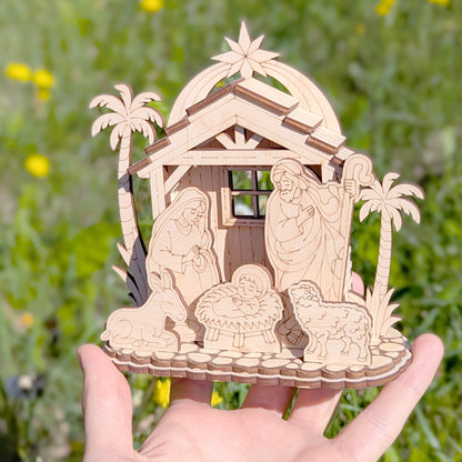 Nativity Barn with Baby Jesus, Mary and Joseph