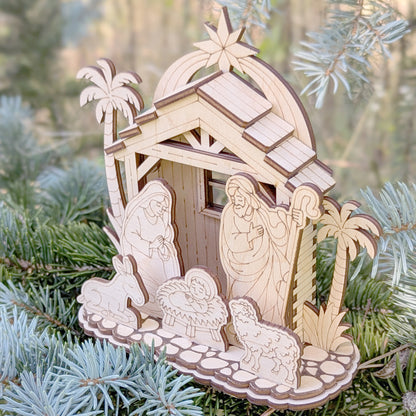 Nativity Barn with Baby Jesus, Mary and Joseph