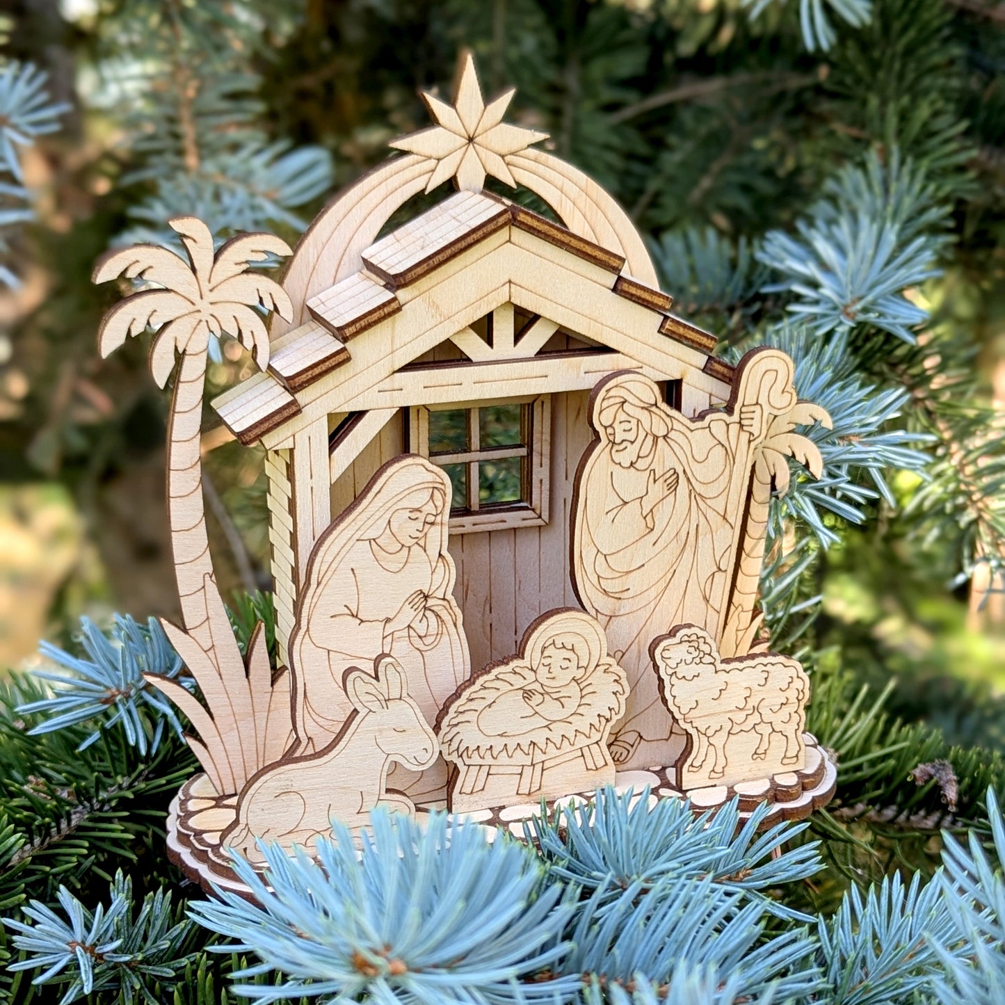 Nativity Barn with Baby Jesus, Mary and Joseph