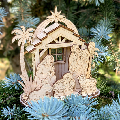 Nativity Barn with Baby Jesus, Mary and Joseph