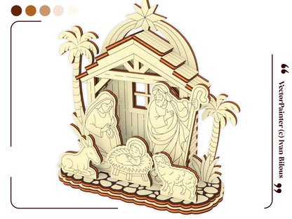 Nativity Barn with Baby Jesus, Mary and Joseph