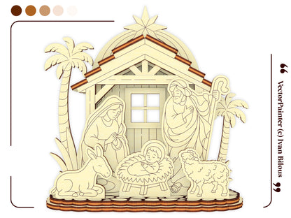 Nativity Barn with Baby Jesus, Mary and Joseph