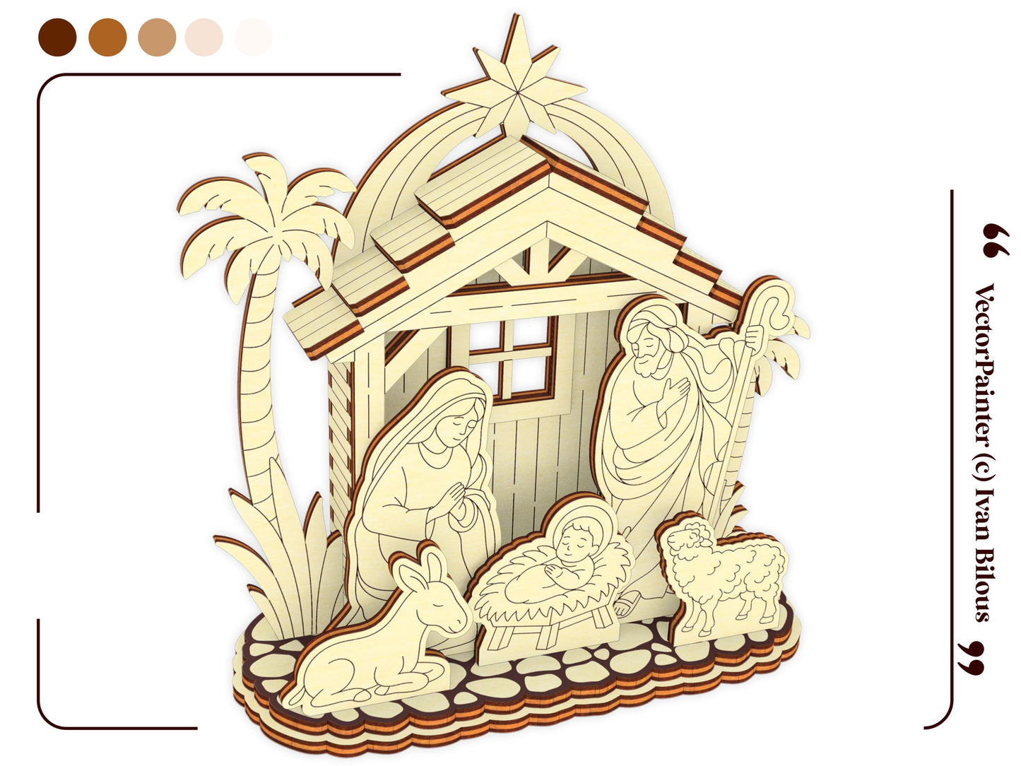 Nativity Barn with Baby Jesus, Mary and Joseph