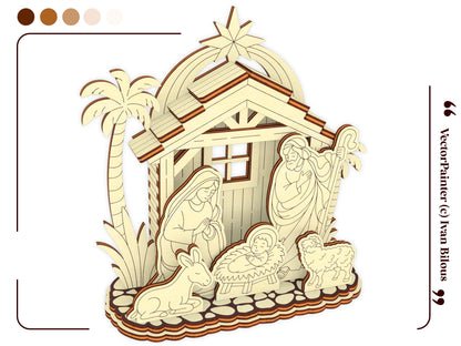 Nativity Barn with Baby Jesus, Mary and Joseph