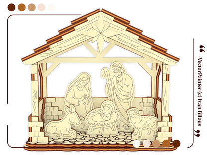 Nativity Barn with & without Holy Family