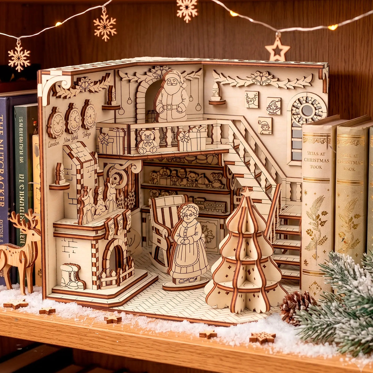 Christmas Book Nook Laser Cut File | Santa Workshop SVG – Vector