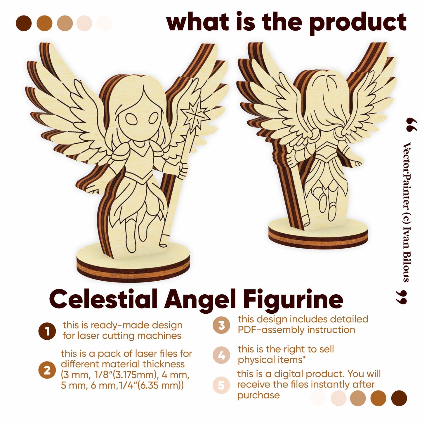 Celestial Angel Figurine - Laser Cut File SVG & DXF