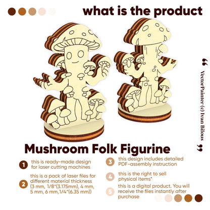 Mushroom Folk - Laser Cut File SVG & DXF