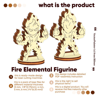 Fire Elemental - Laser Cut File SVG & DXF