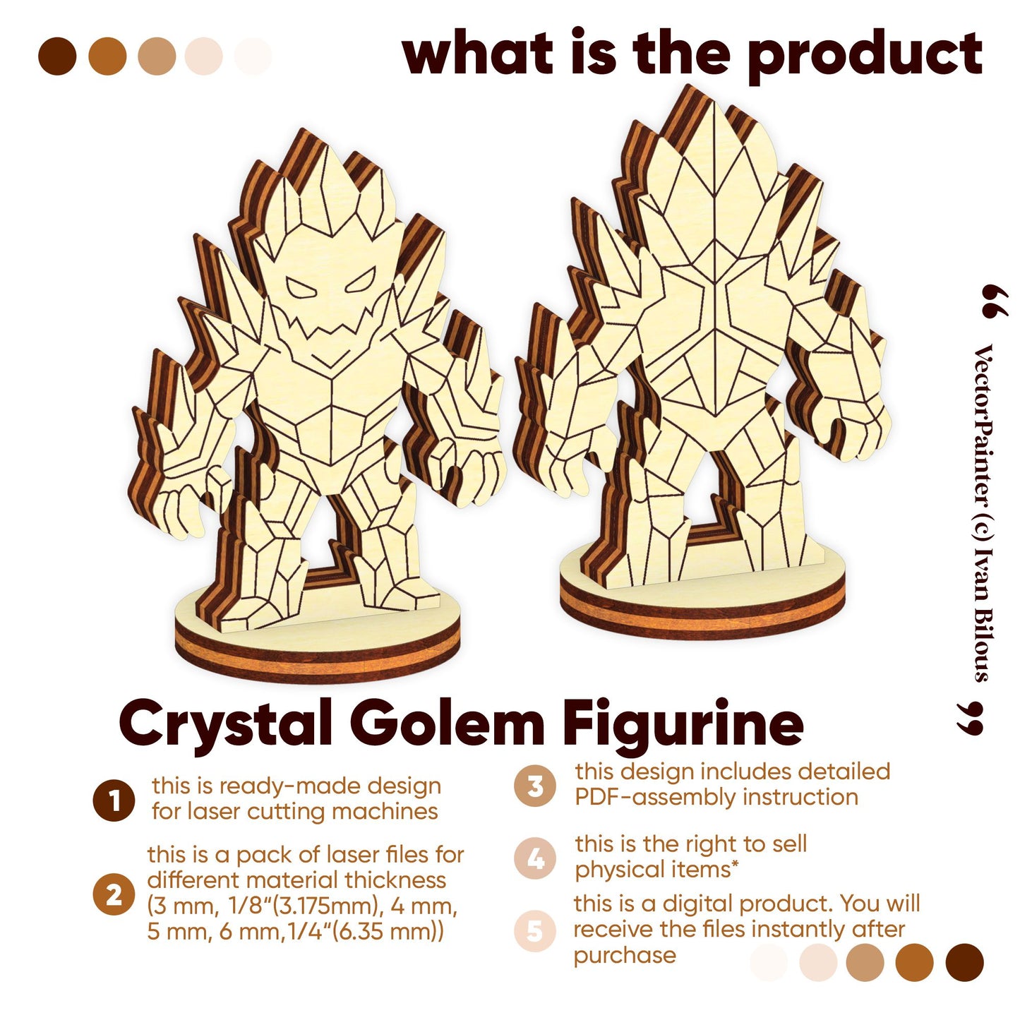 Crystal Golem - Laser Cut File SVG & DXF