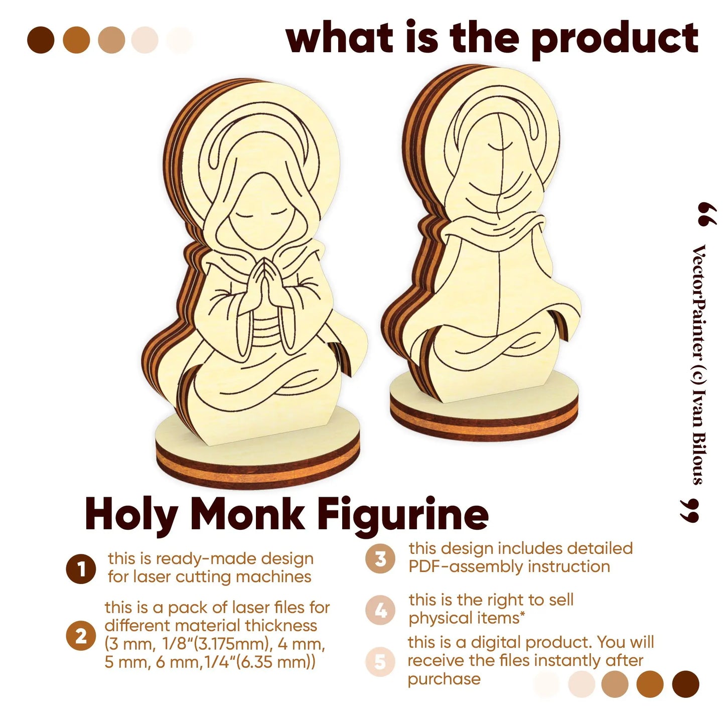 Holy Monk Figurine - Laser Cut File SVG & DXF