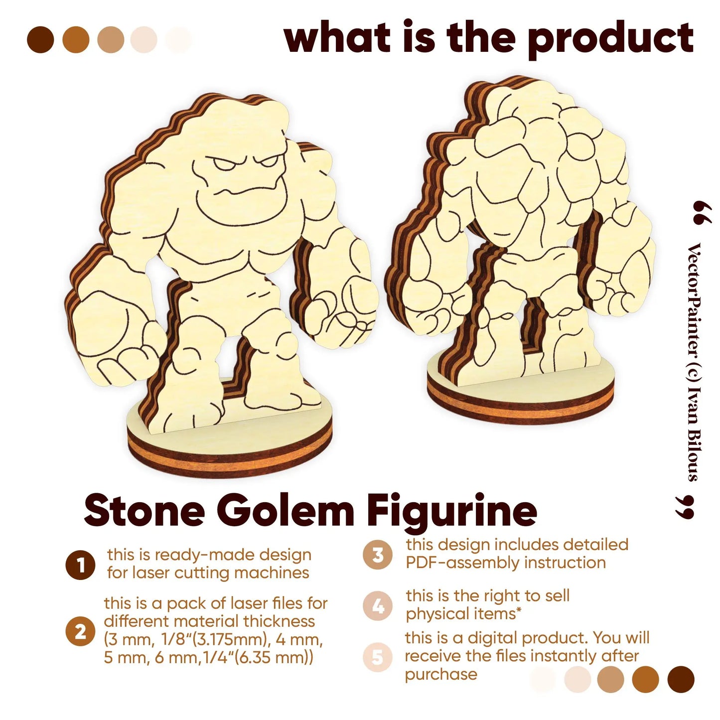 Stone Golem - Laser Cut File SVG & DXF