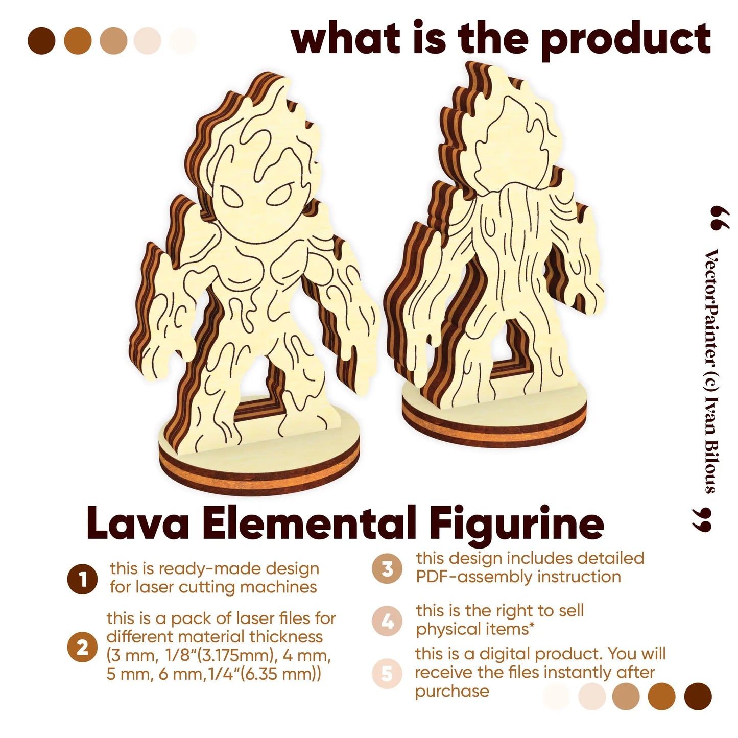 Lava Elemental Figurine - Laser Cut File SVG & DXF