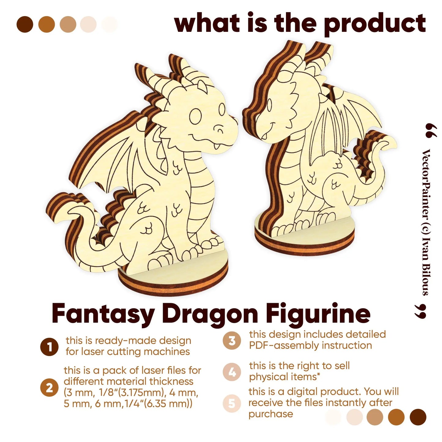 Dragon Tabletop Figurine - Laser Cut File SVG & DXF