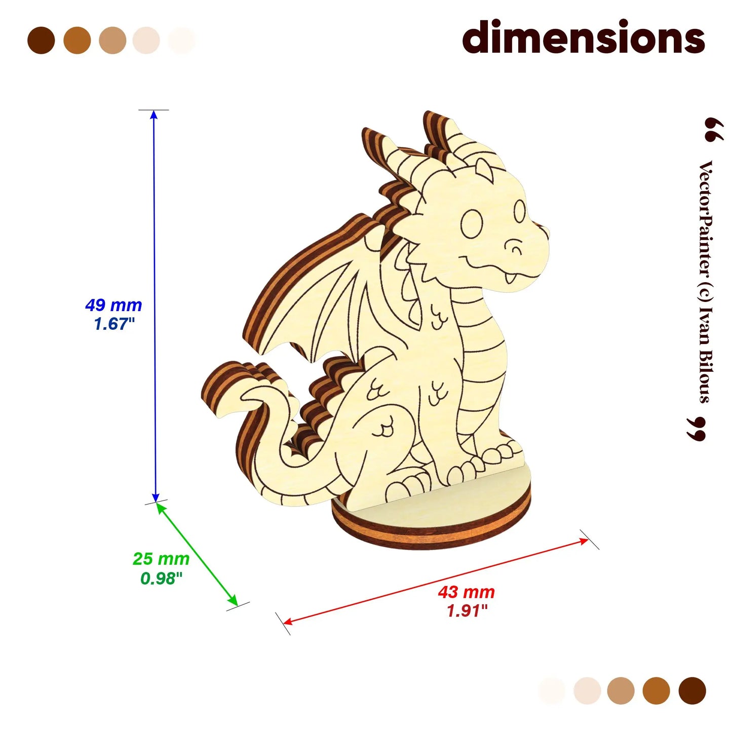 Dragon Tabletop Figurine - Laser Cut File SVG & DXF