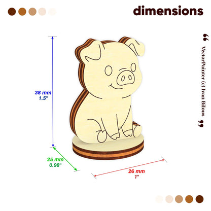 a wooden piggy bank with dimensions of 38 mm in height, 1.5 mm in width, and 25 mm in depth.