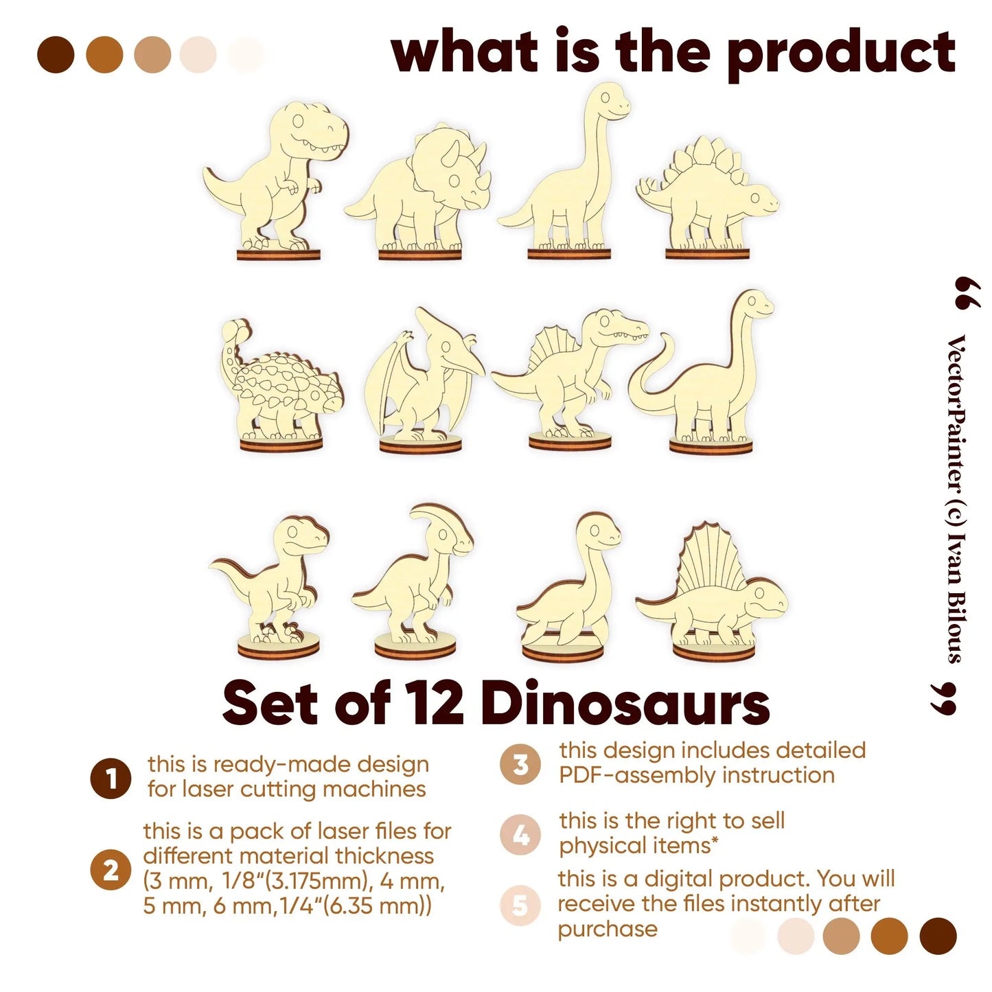 Dinosaur SVG Bundle Laser Cut File
