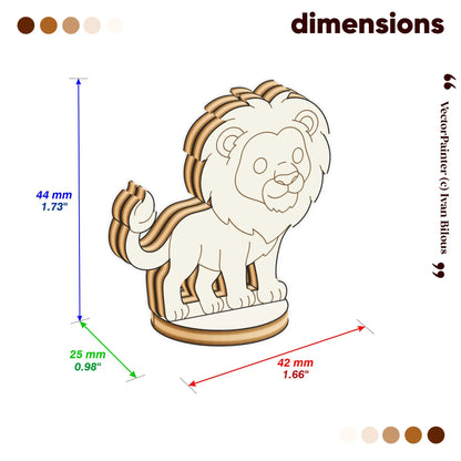 Dimensions diagram displaying measurements for a laser-cut plywood animal figure.