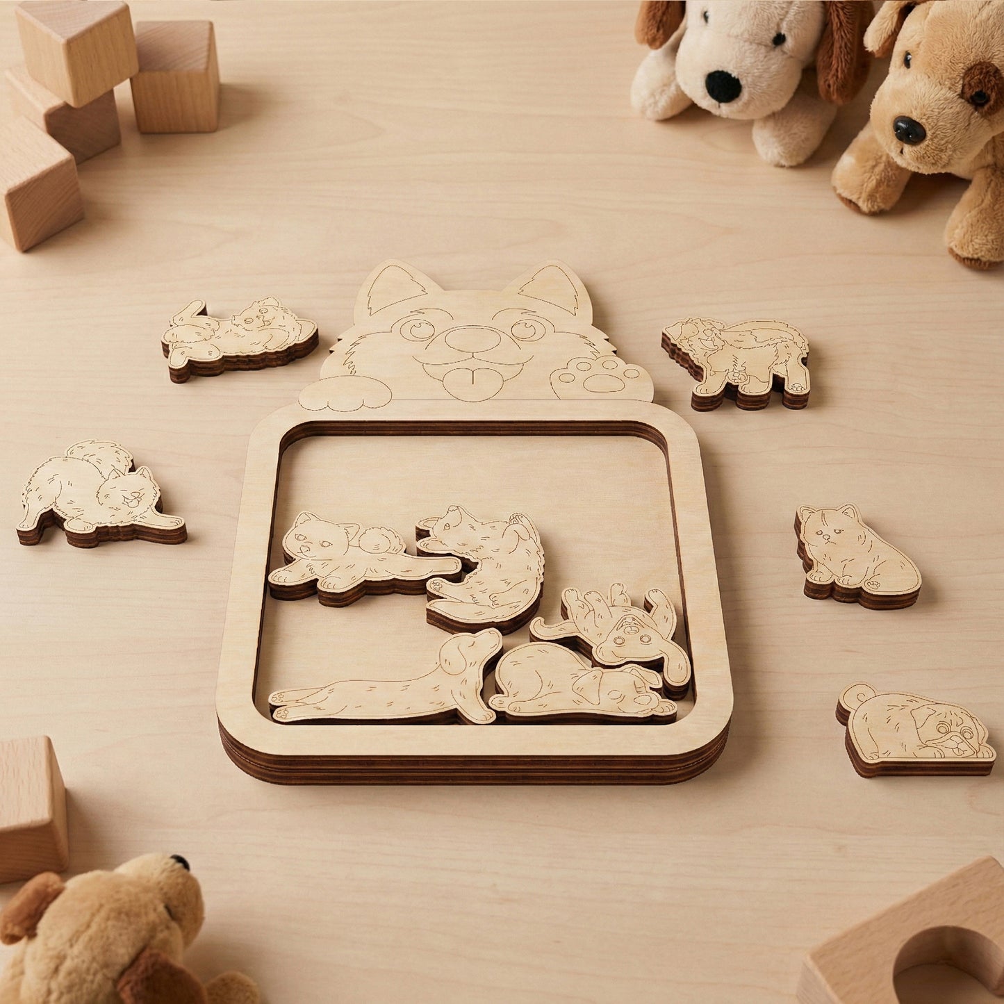 Cute Dog Puzzles - Laser Cut File SVG & DXF