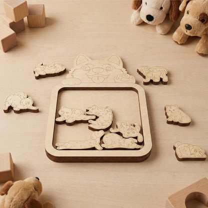 Cute Dog Puzzles - Laser Cut File SVG & DXF