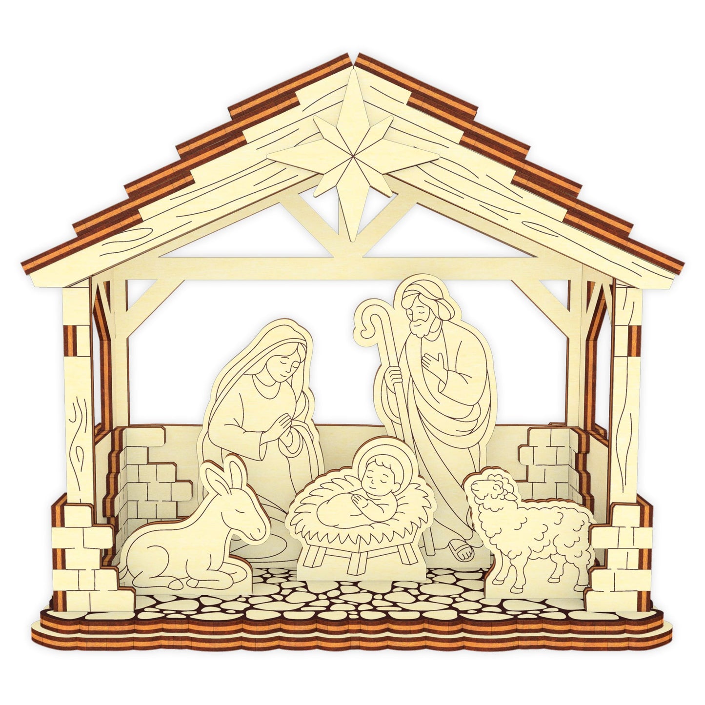 Nativity Barn with & without Holy Family