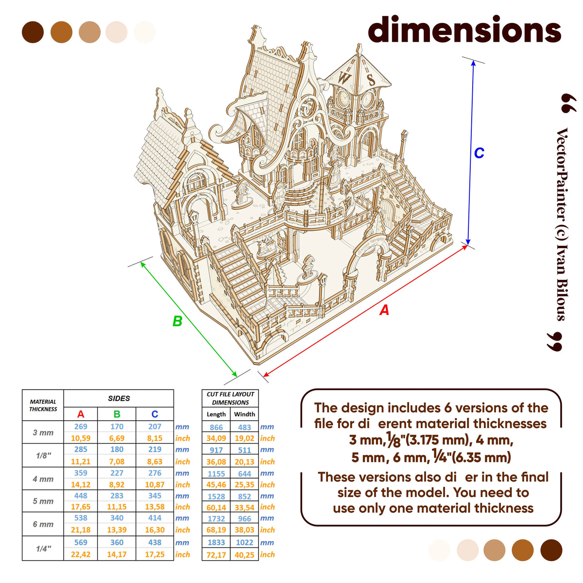 Dimensions of Santa Workshop laser cut design