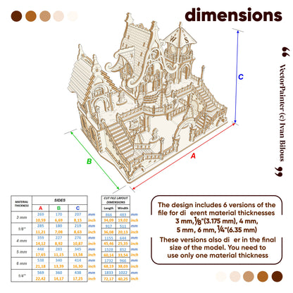 Dimensions of Santa Workshop laser cut design