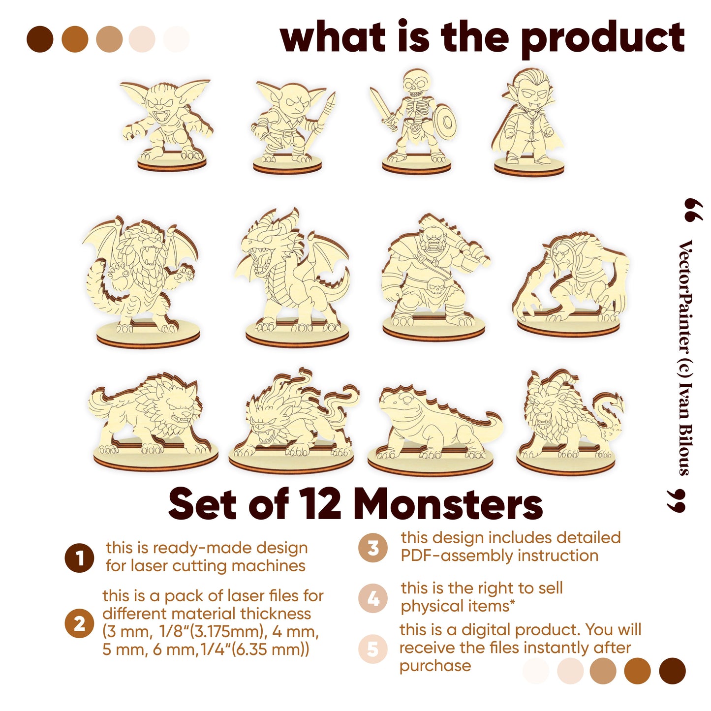 Monstruos de juegos de rol de fantasía para mesa - Archivo de corte láser SVG y DXF