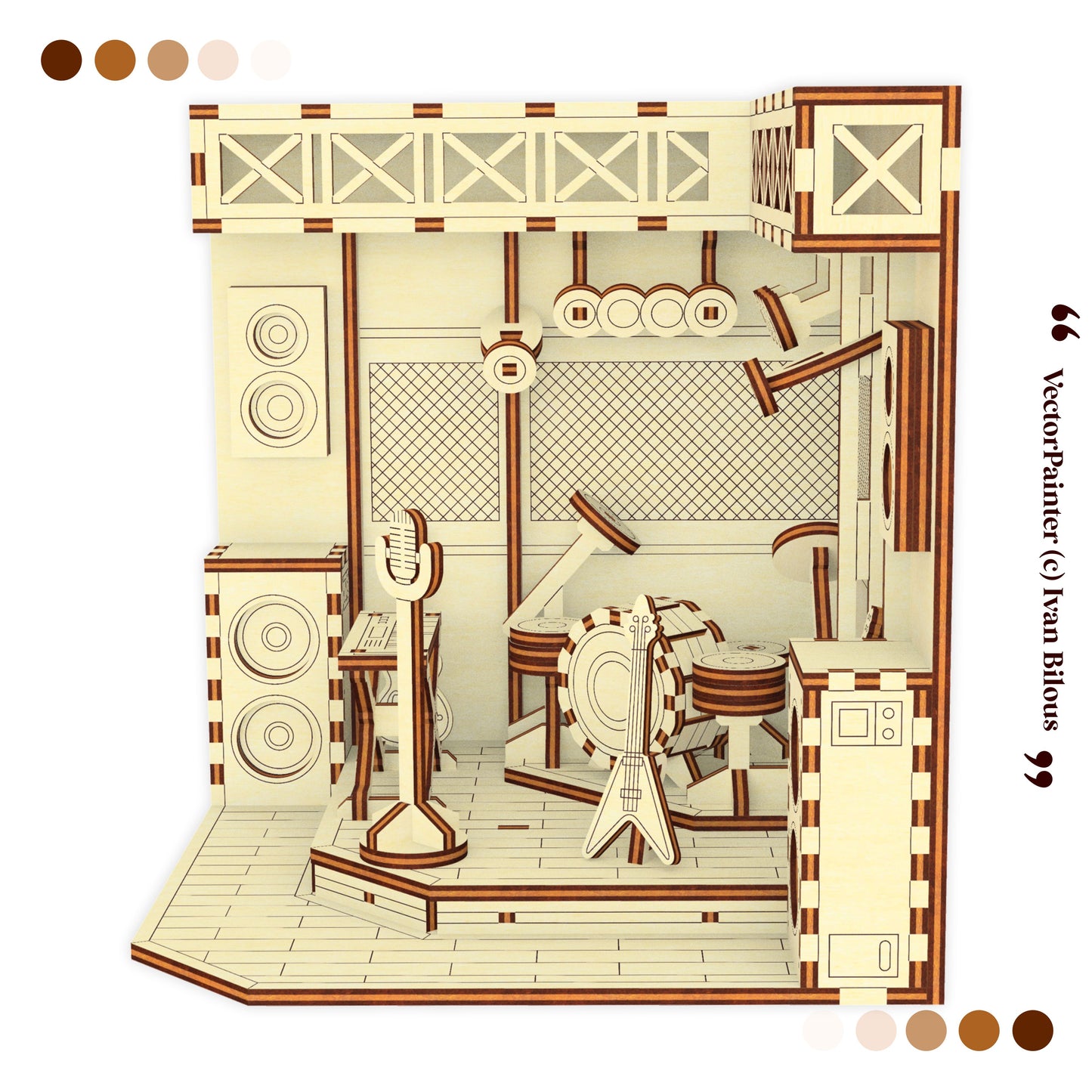 Book Nok laser cut model of music rock stage miniature