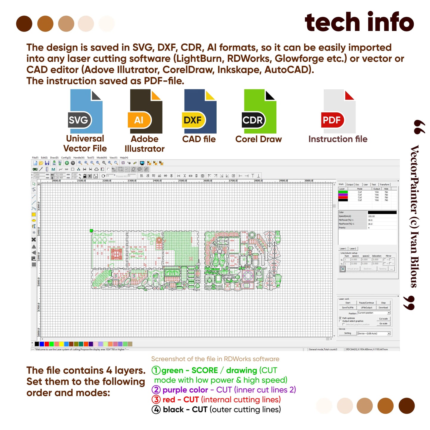 Software interface with design files and file formats displayed
