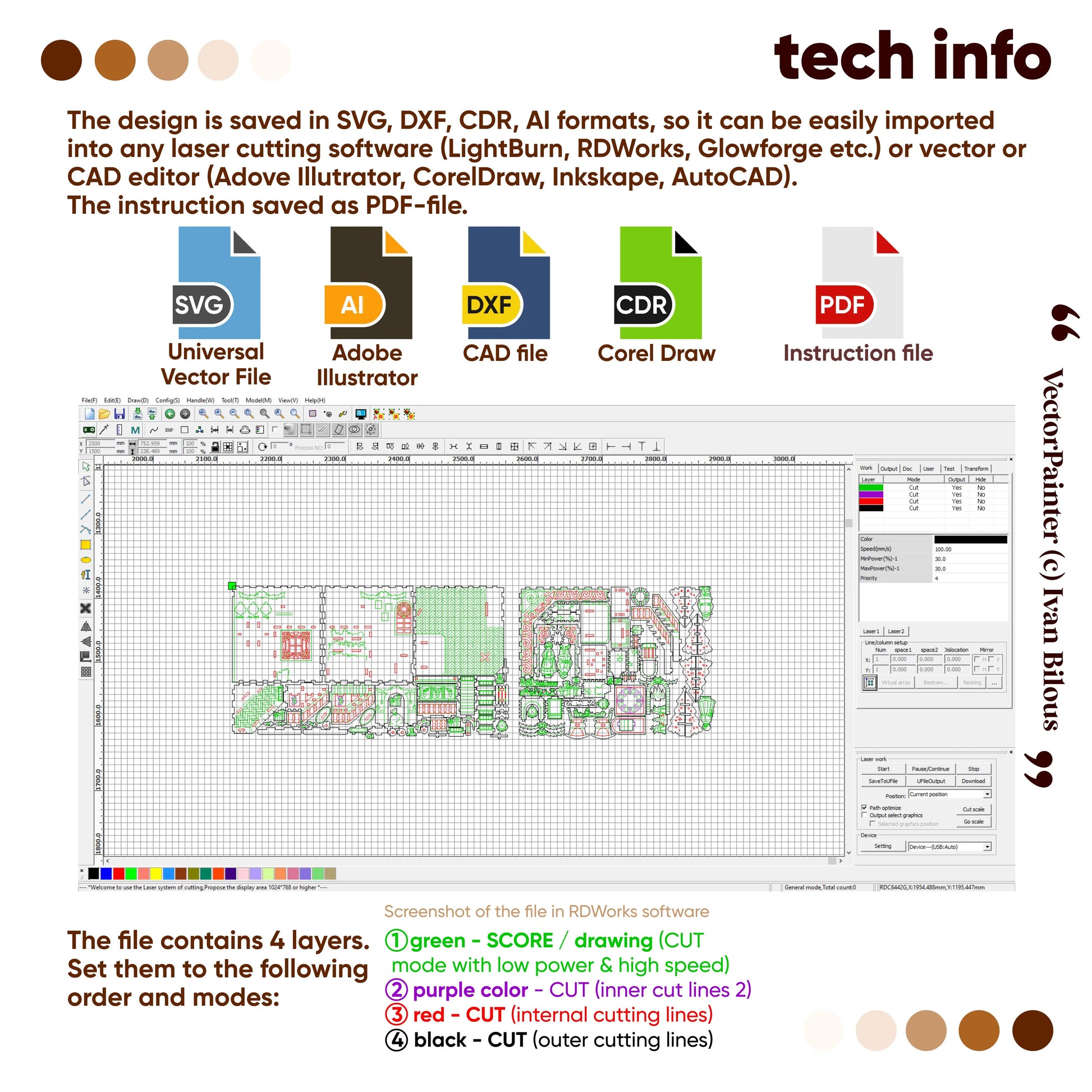Software interface with design files and file formats displayed