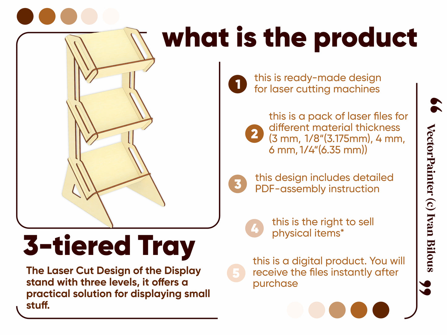 Downloadable laser cut file for 3-tiered tray