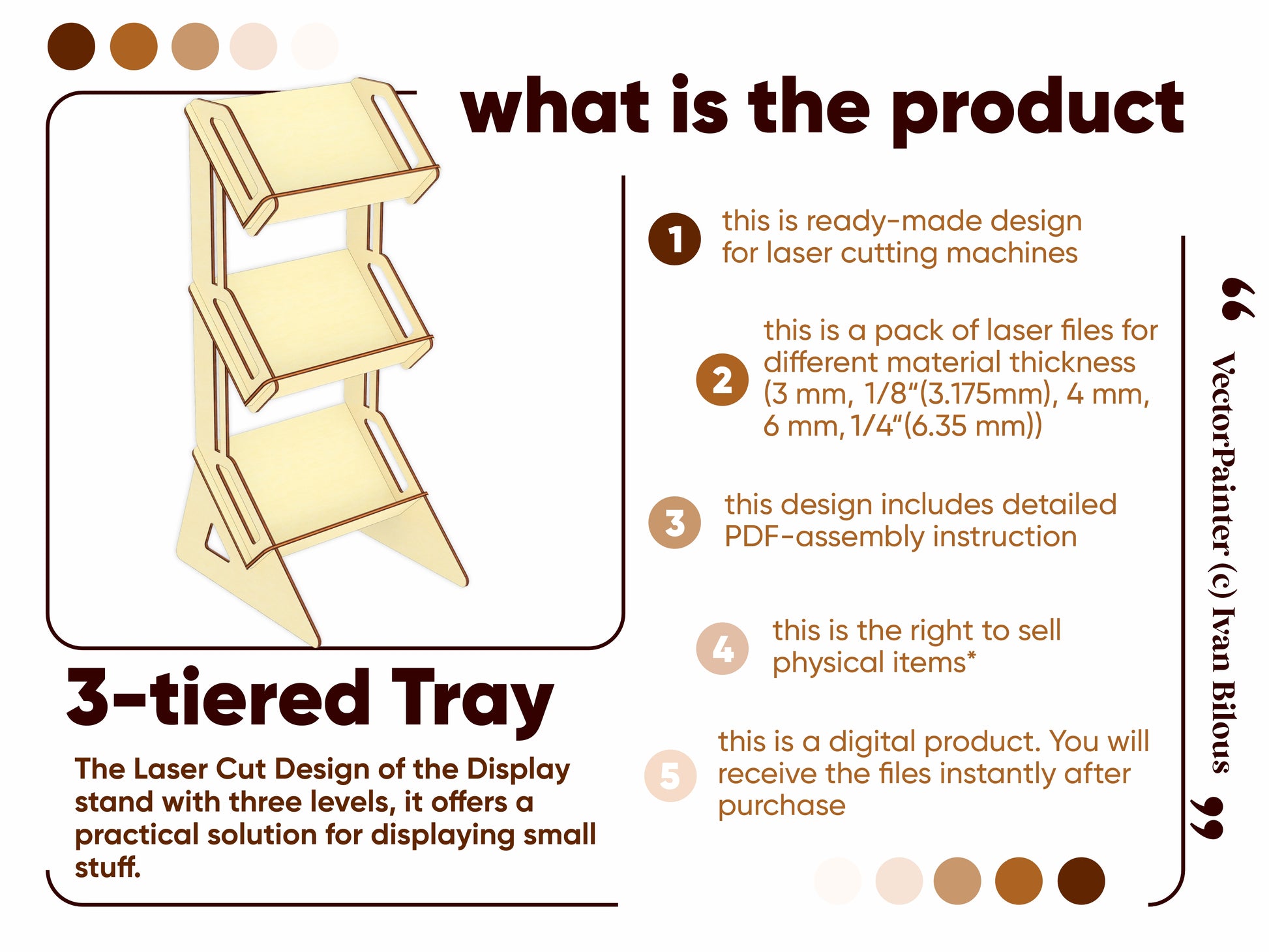 Downloadable laser cut file for 3-tiered tray