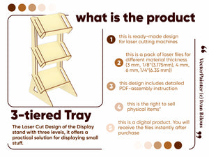 Downloadable laser cut file for 3-tiered tray