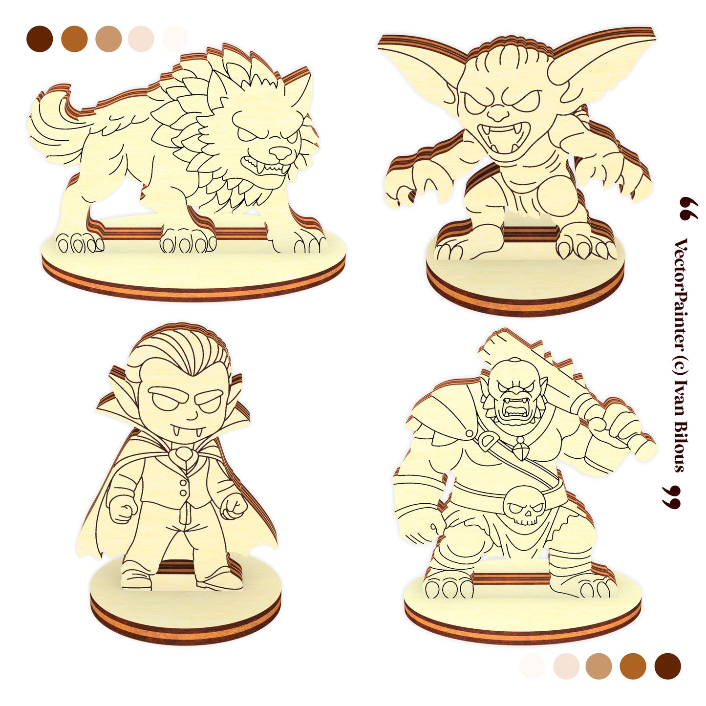 Monstruos de juegos de rol de fantasía para mesa - Archivo de corte láser SVG y DXF