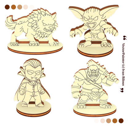 Monstruos de juegos de rol de fantasía para mesa - Archivo de corte láser SVG y DXF
