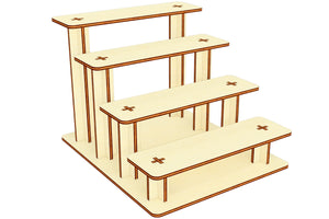 Laser cut design: tiered display stand for retail or home use