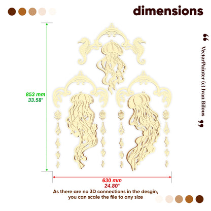 Decorative laser cutwall art design with measurements on a white background