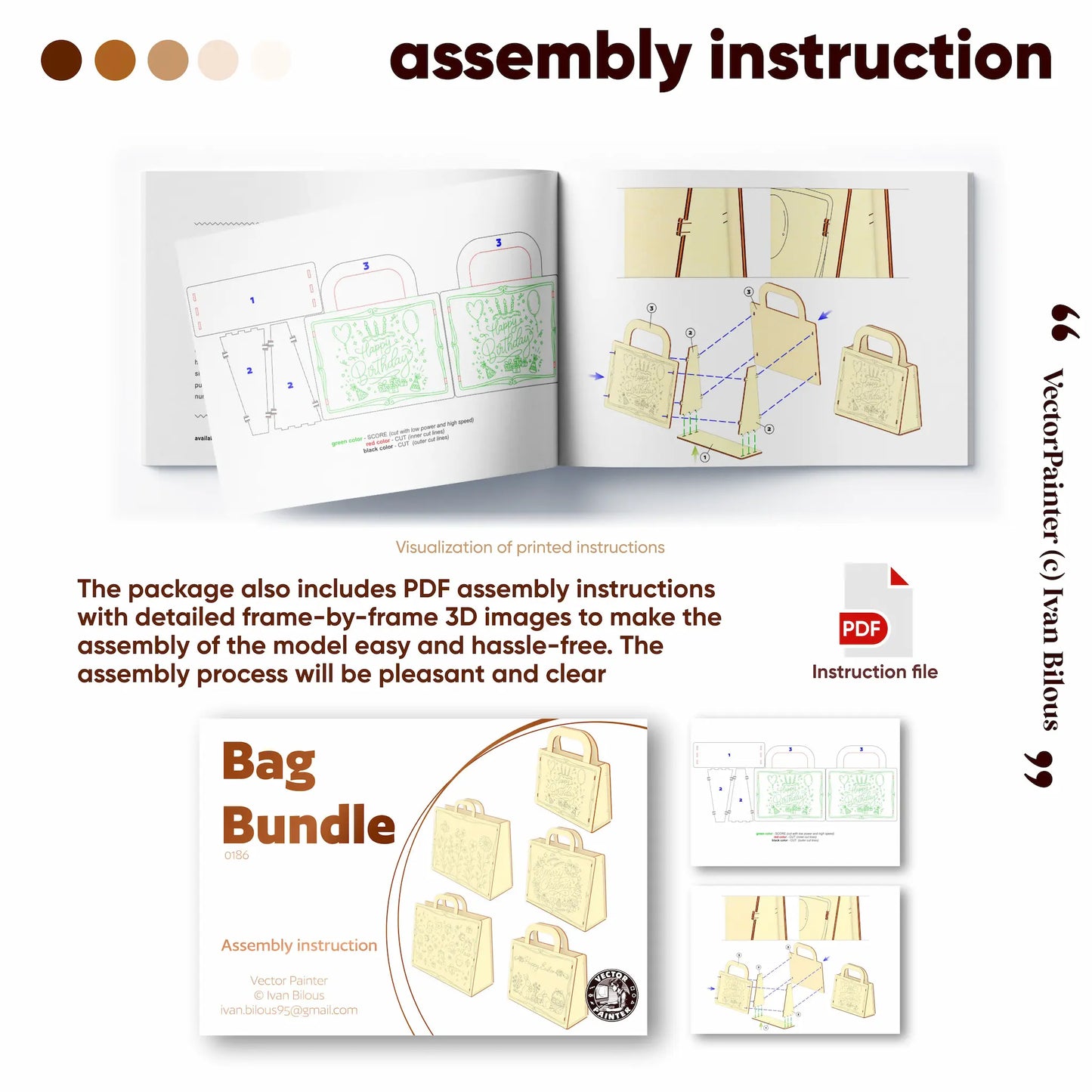 Gift Bag SVG Bundle, 5 Laser Cut Boxes