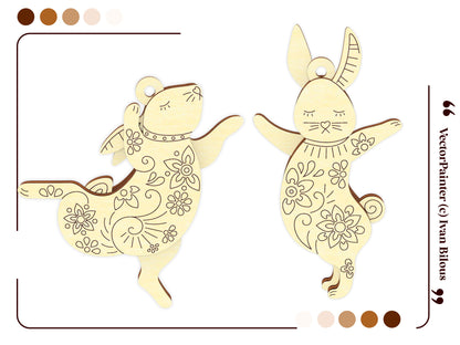 Easter Bunny Ornaments - Set of 5