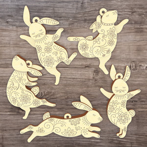 Easter Bunny Ornaments - Set of 5