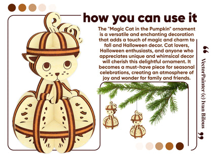 Halloween Cat in the Pumpkin Ornament