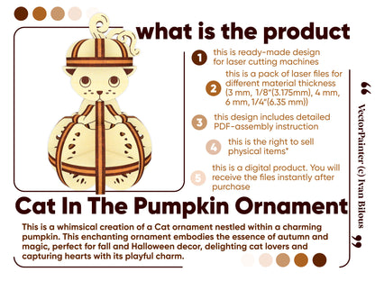Halloween Cat in the Pumpkin Ornament